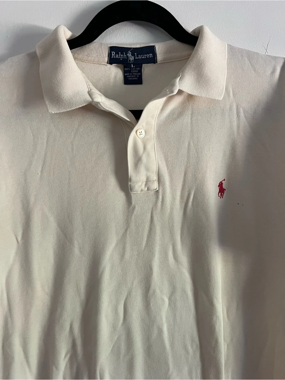Ralph Lauren Men’s Cream Polo with Red Pony Logo